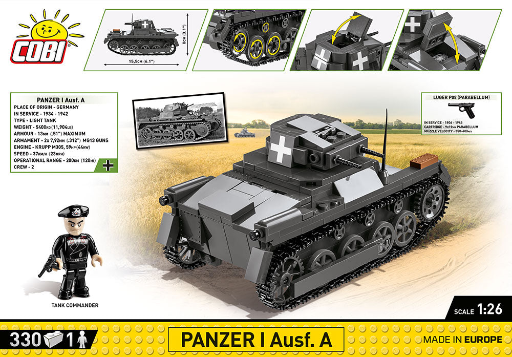 COBI 2534 WWII Panzer I Ausf. German Light Tank (330 pcs)